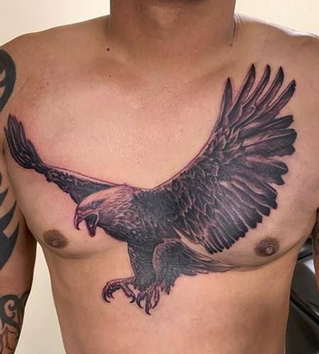 Tattoos - Ryan Eagle Chest Piece - 140908